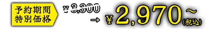 予約期間特別価格 ¥3,300　→　¥2,970